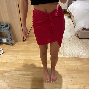 Hot Pink Knot Detail Nasty Gal Mini Skirt